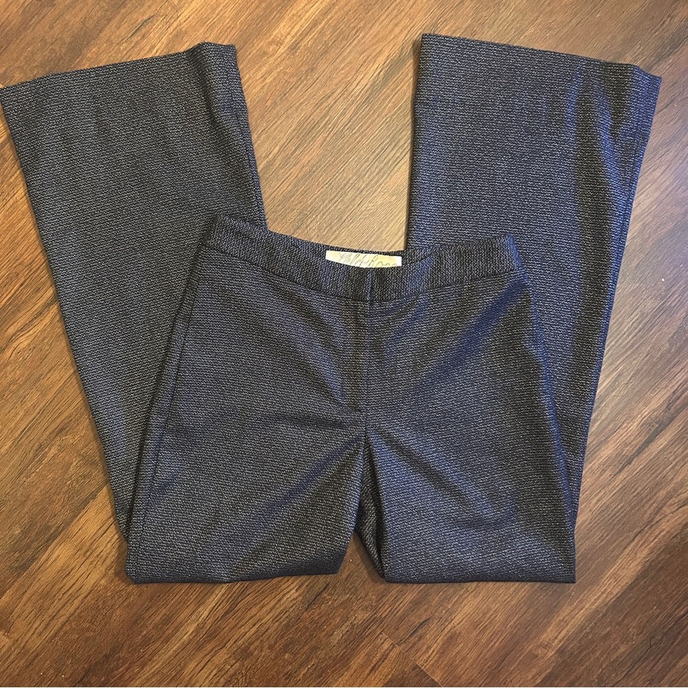 Lela Rose Navy Textured Wool Blend Pants